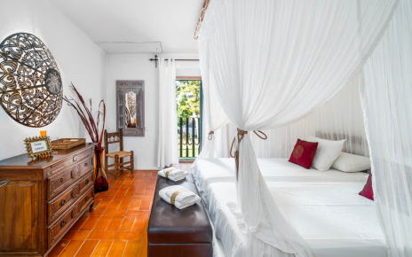 Tower bedroom on 1st floor with Juliette balcony